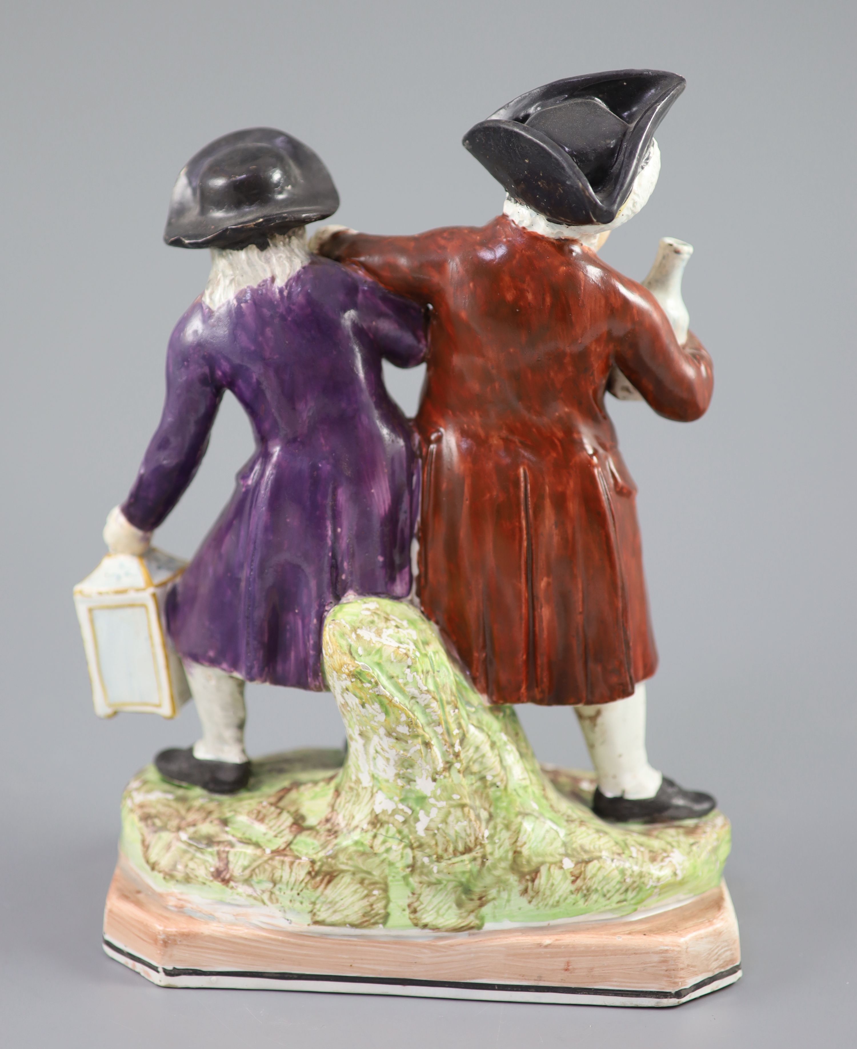 An Enoch Wood & Sons group The Vicar and Moses, c.1800-10, 24.5cm high